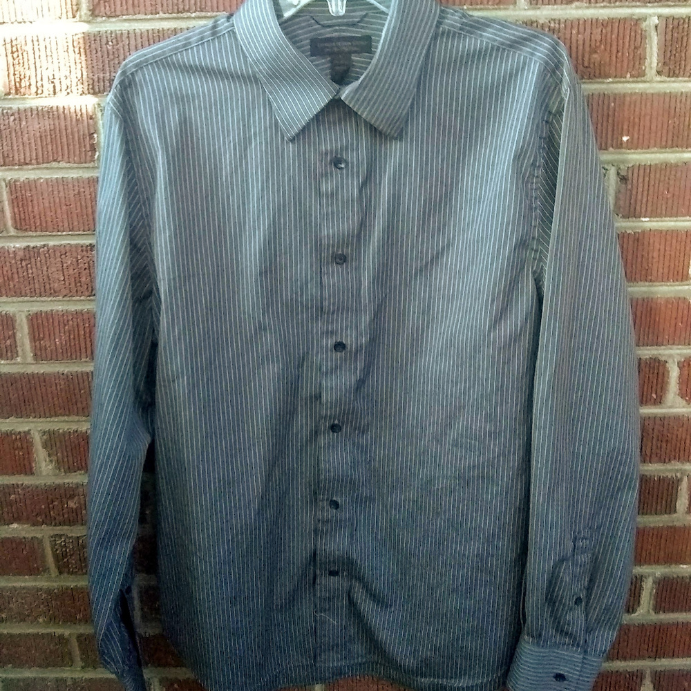 Express Gray Striped Dress Shirt